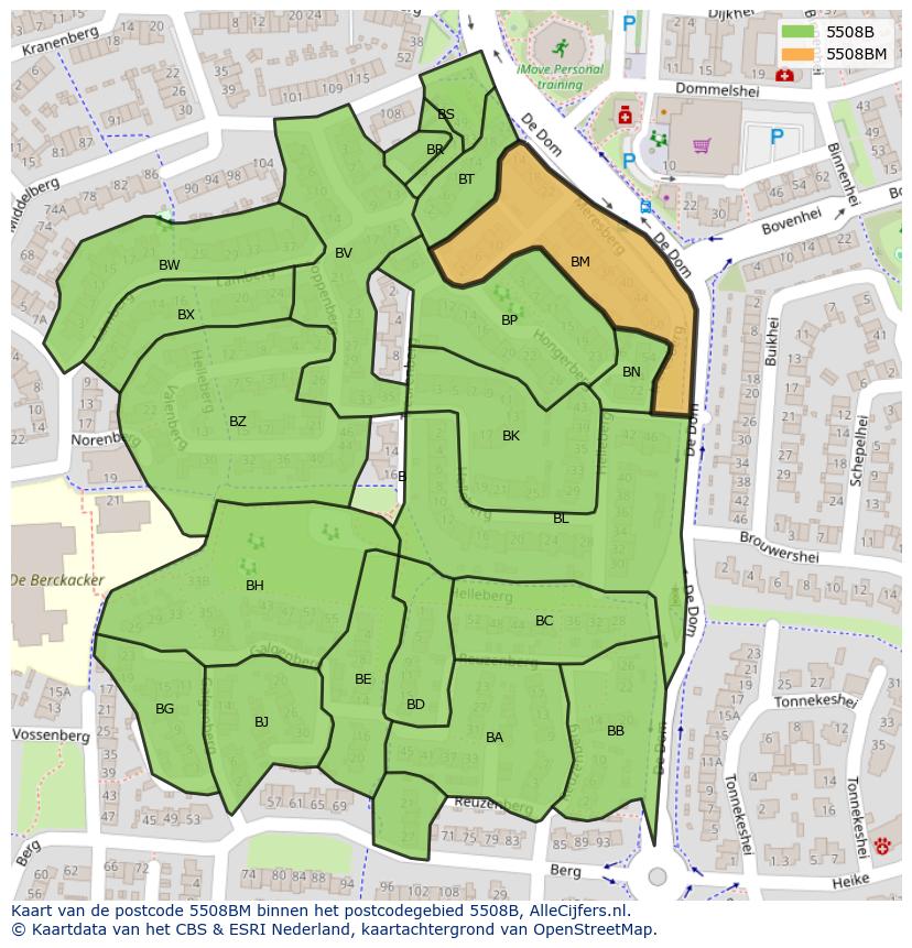 Afbeelding van het postcodegebied 5508 BM op de kaart.