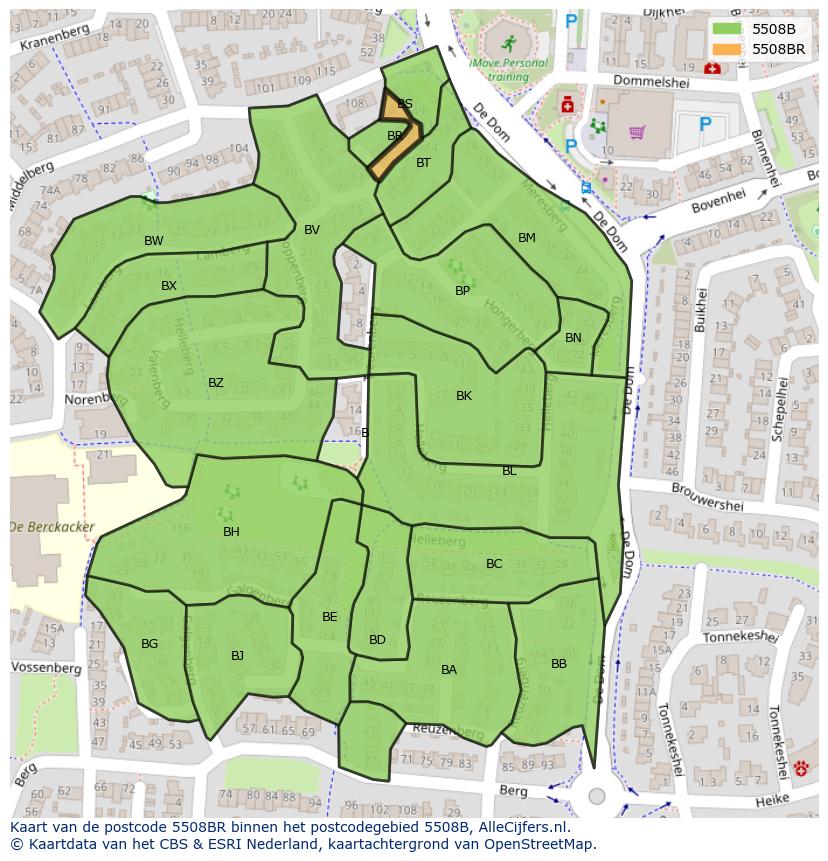 Afbeelding van het postcodegebied 5508 BR op de kaart.