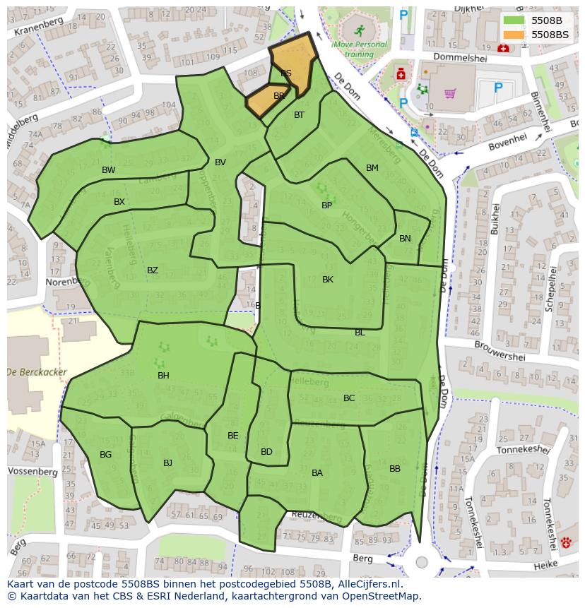 Afbeelding van het postcodegebied 5508 BS op de kaart.