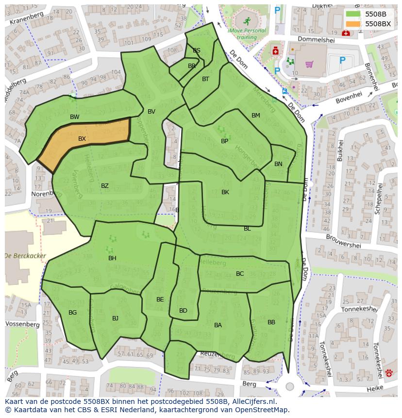 Afbeelding van het postcodegebied 5508 BX op de kaart.
