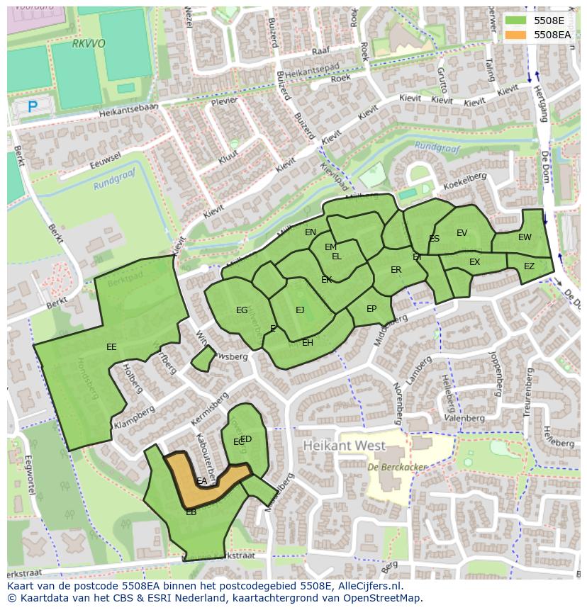Afbeelding van het postcodegebied 5508 EA op de kaart.