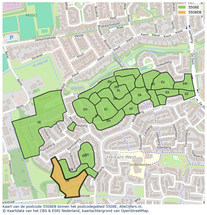 Afbeelding van het postcodegebied 5508 EB op de kaart.
