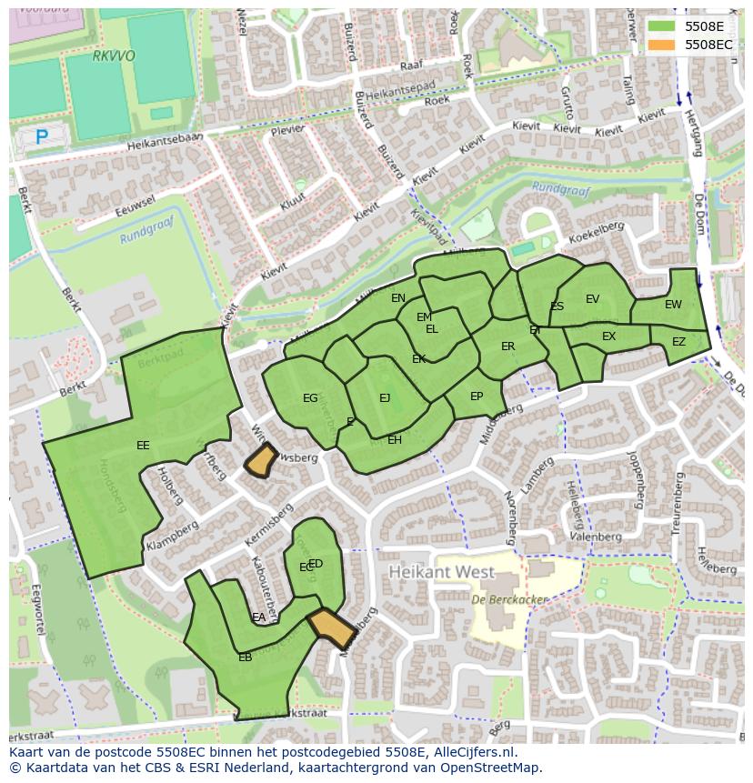 Afbeelding van het postcodegebied 5508 EC op de kaart.