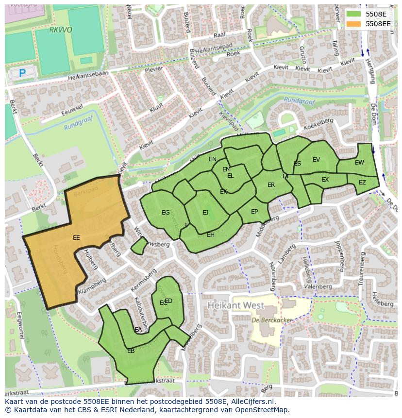 Afbeelding van het postcodegebied 5508 EE op de kaart.