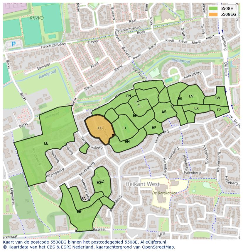 Afbeelding van het postcodegebied 5508 EG op de kaart.