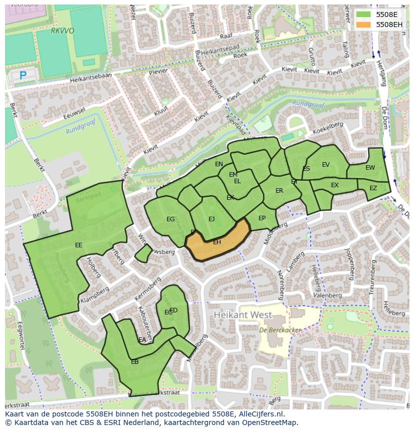 Afbeelding van het postcodegebied 5508 EH op de kaart.