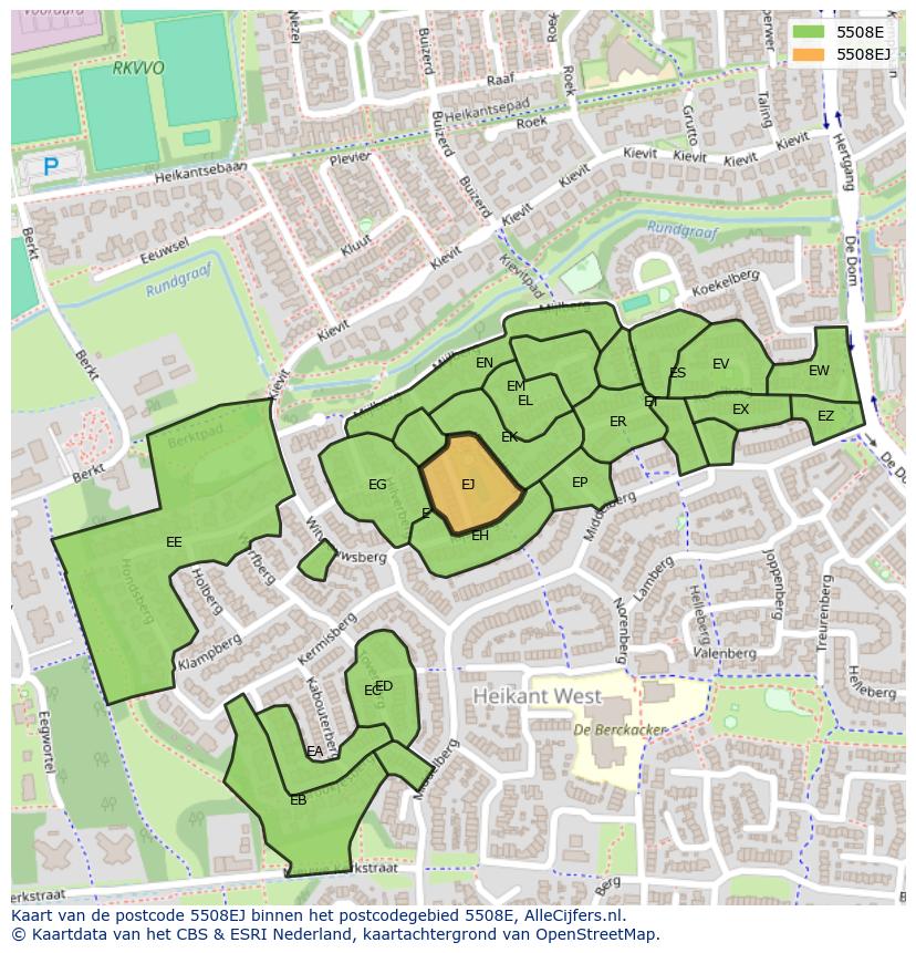 Afbeelding van het postcodegebied 5508 EJ op de kaart.