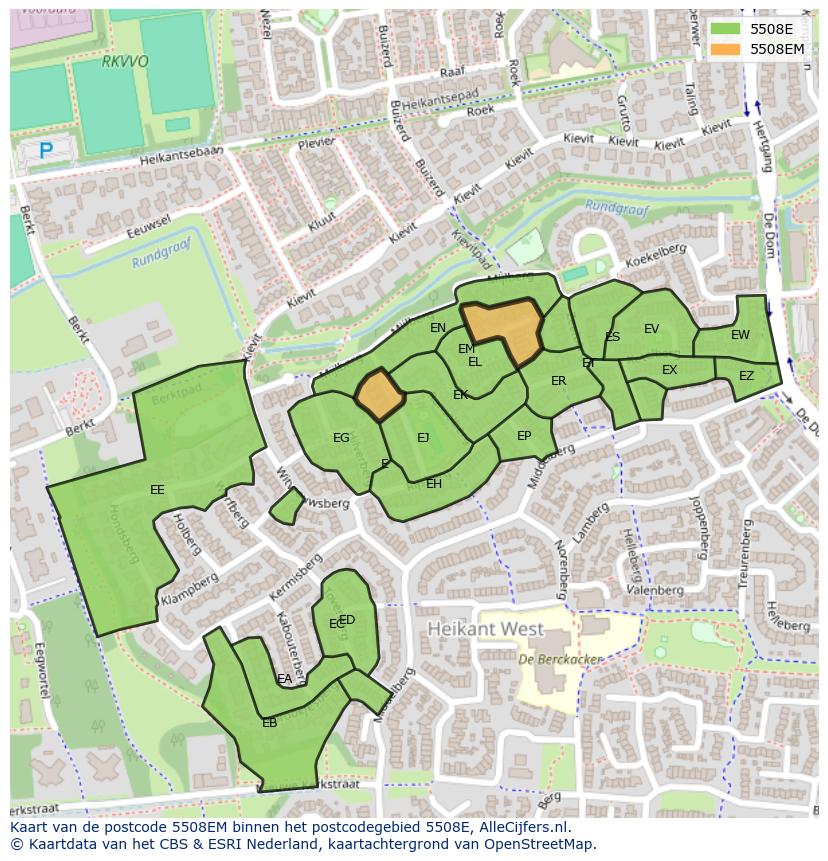 Afbeelding van het postcodegebied 5508 EM op de kaart.