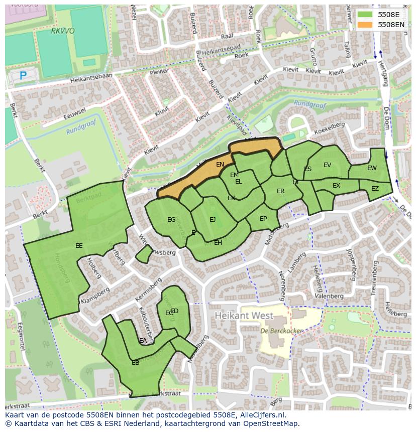 Afbeelding van het postcodegebied 5508 EN op de kaart.