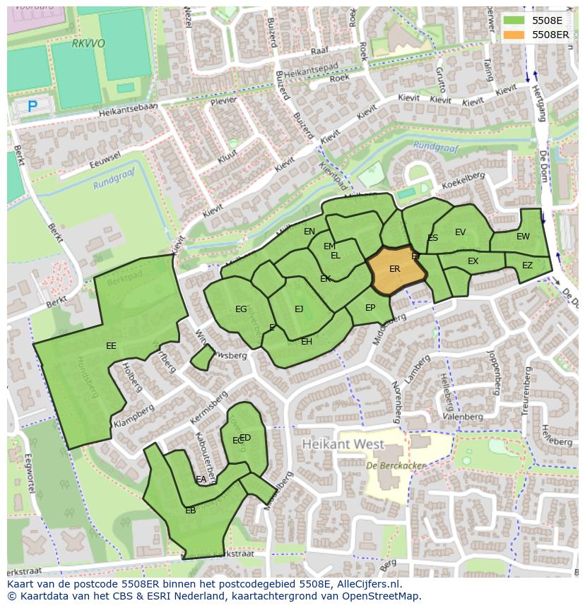 Afbeelding van het postcodegebied 5508 ER op de kaart.