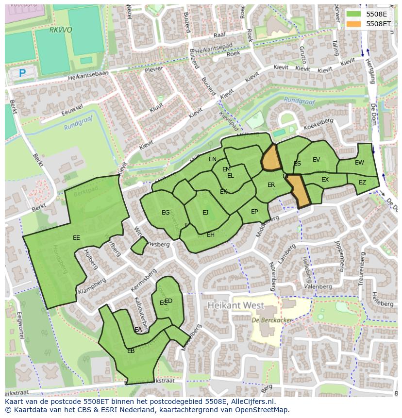 Afbeelding van het postcodegebied 5508 ET op de kaart.