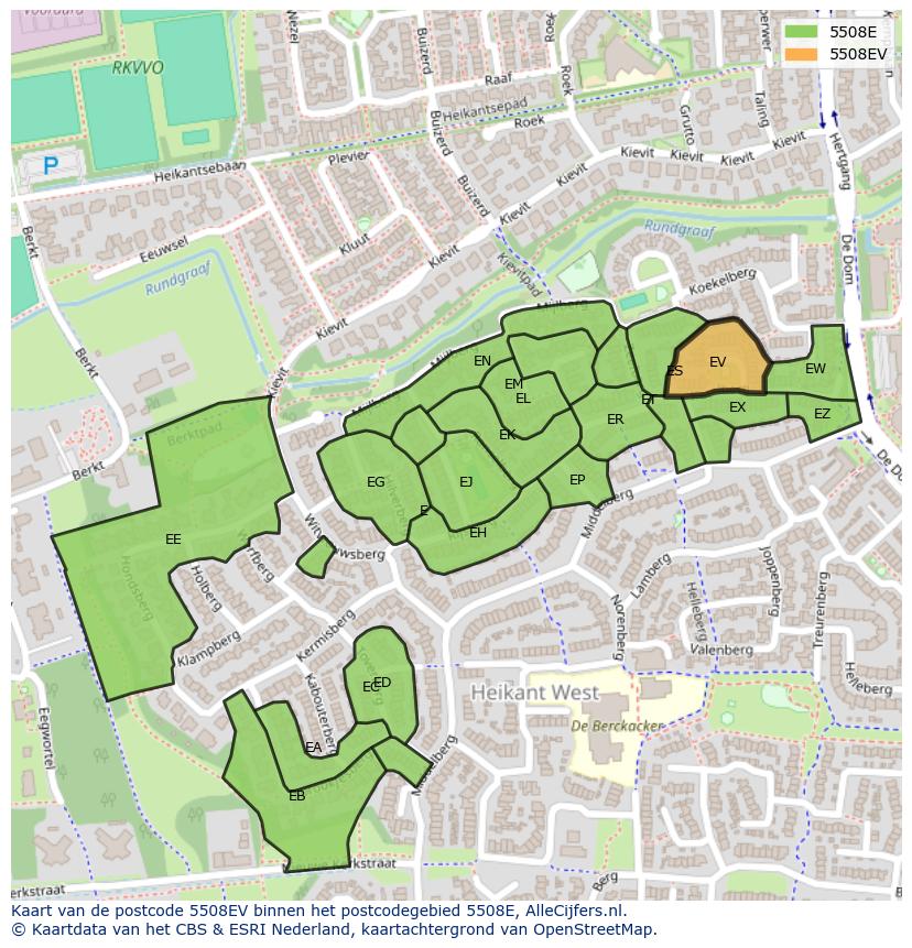 Afbeelding van het postcodegebied 5508 EV op de kaart.