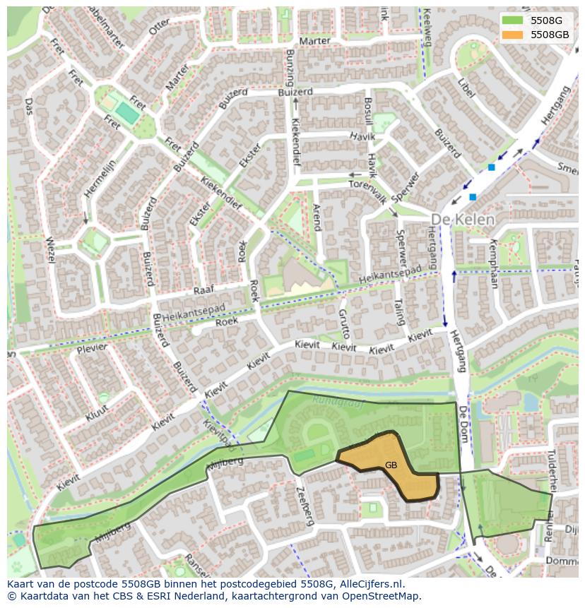 Afbeelding van het postcodegebied 5508 GB op de kaart.