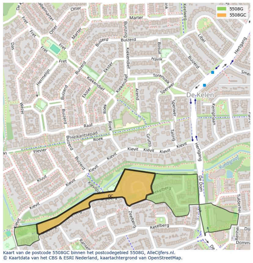 Afbeelding van het postcodegebied 5508 GC op de kaart.