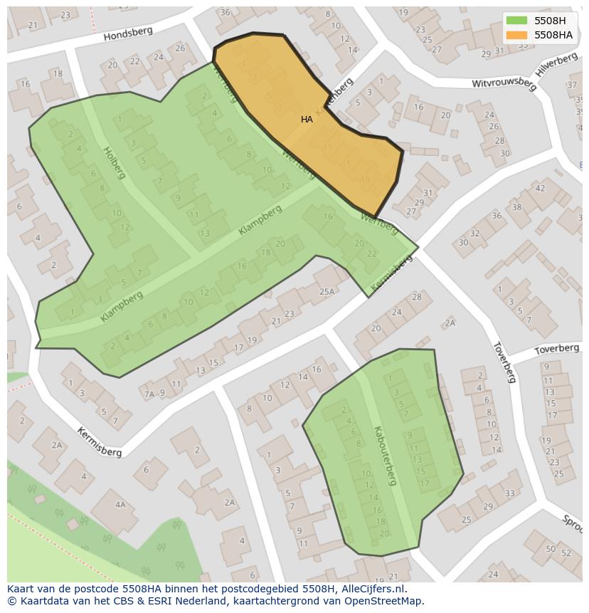 Afbeelding van het postcodegebied 5508 HA op de kaart.