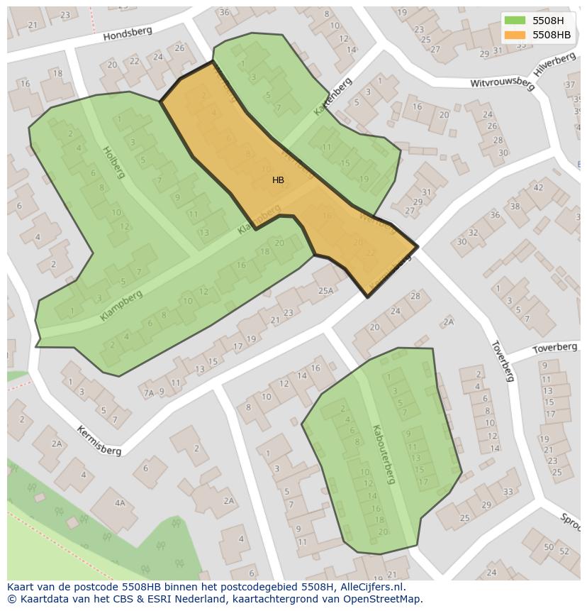 Afbeelding van het postcodegebied 5508 HB op de kaart.