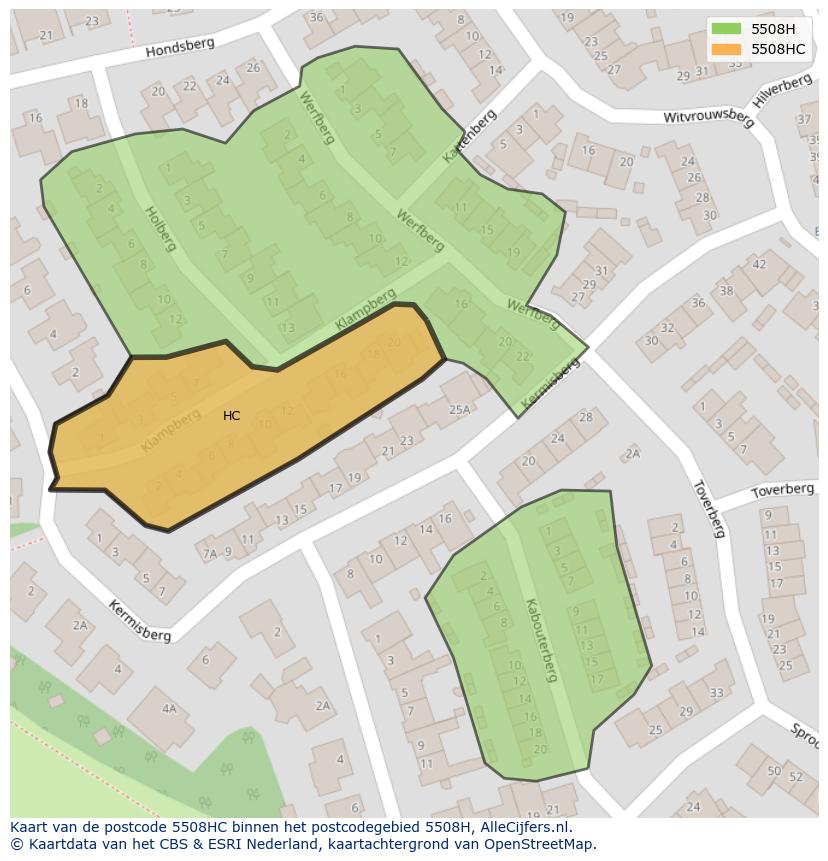 Afbeelding van het postcodegebied 5508 HC op de kaart.