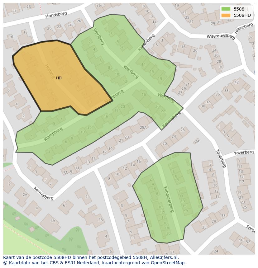 Afbeelding van het postcodegebied 5508 HD op de kaart.