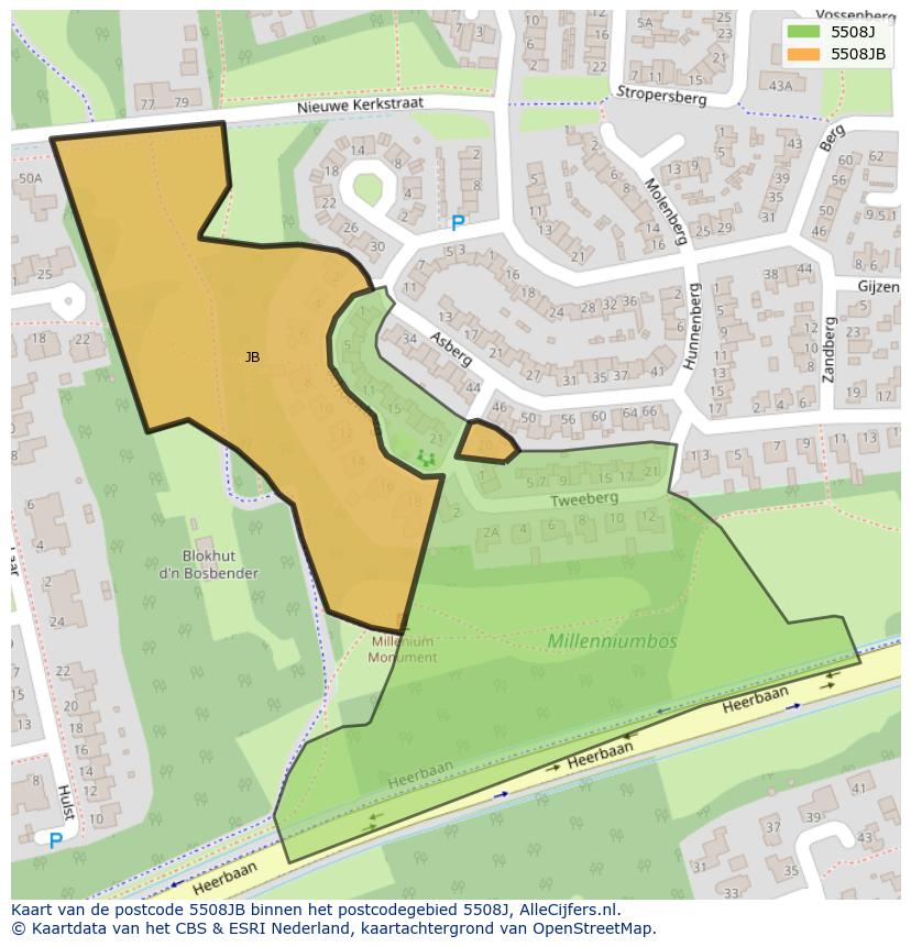 Afbeelding van het postcodegebied 5508 JB op de kaart.