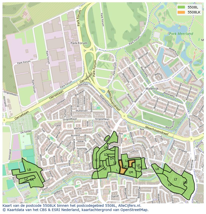 Afbeelding van het postcodegebied 5508 LK op de kaart.