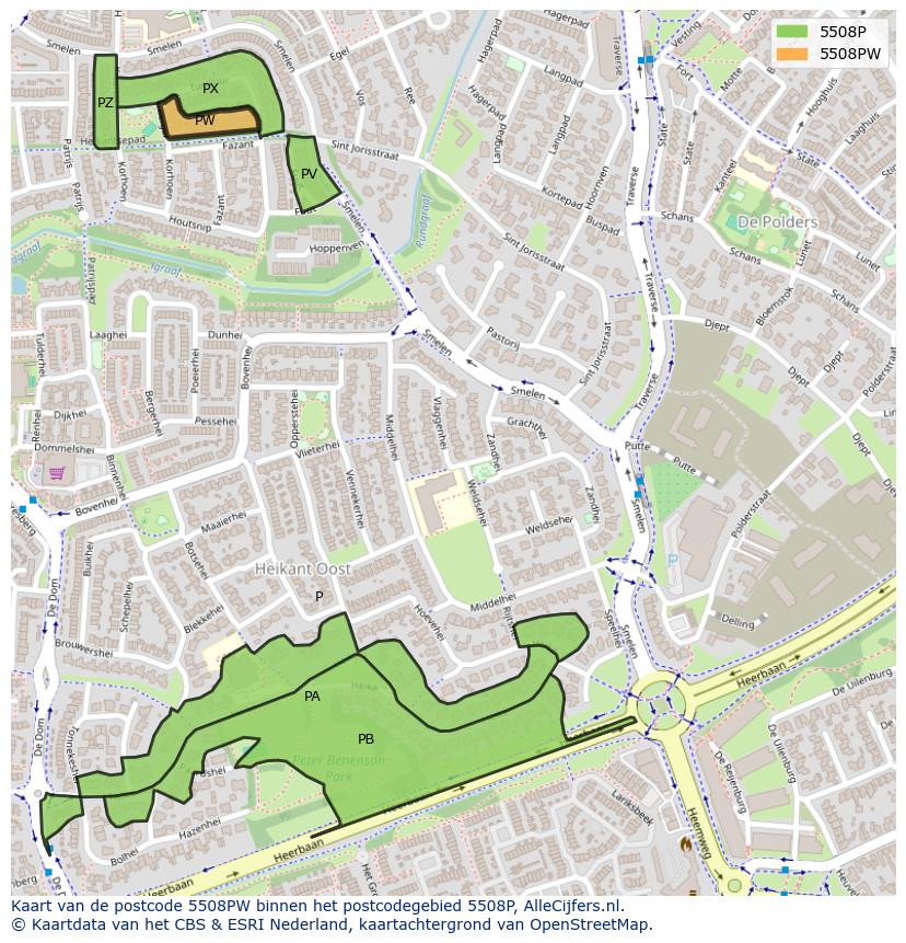 Afbeelding van het postcodegebied 5508 PW op de kaart.
