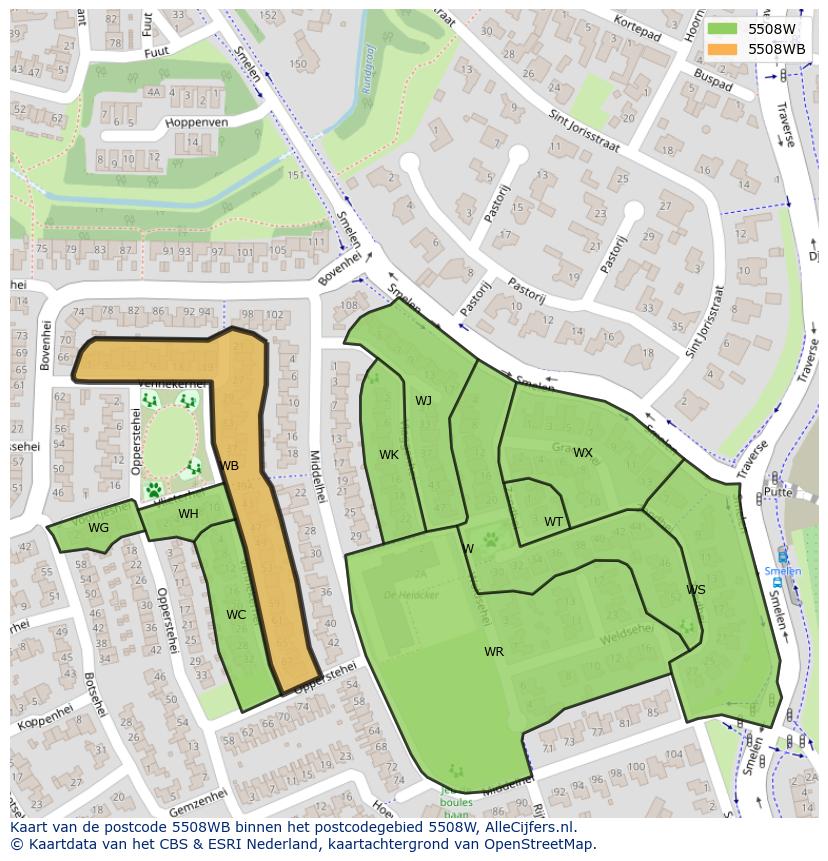 Afbeelding van het postcodegebied 5508 WB op de kaart.