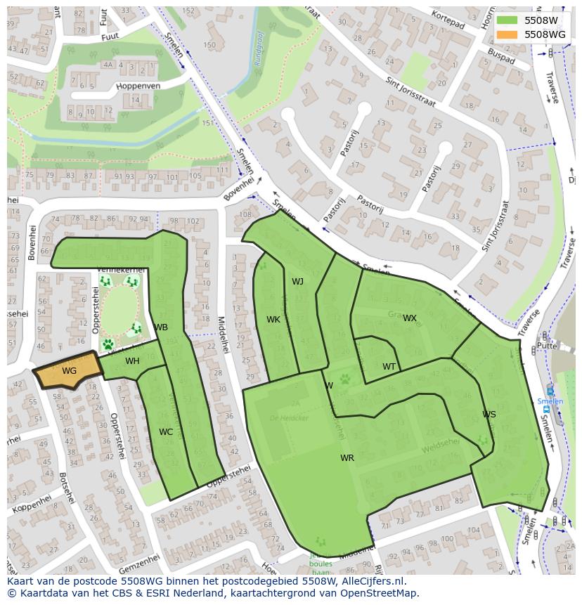 Afbeelding van het postcodegebied 5508 WG op de kaart.