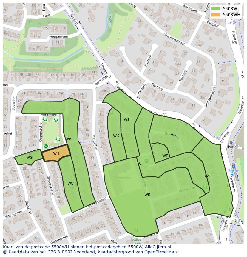 Afbeelding van het postcodegebied 5508 WH op de kaart.