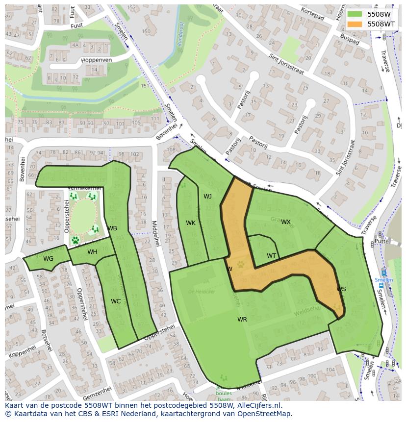 Afbeelding van het postcodegebied 5508 WT op de kaart.