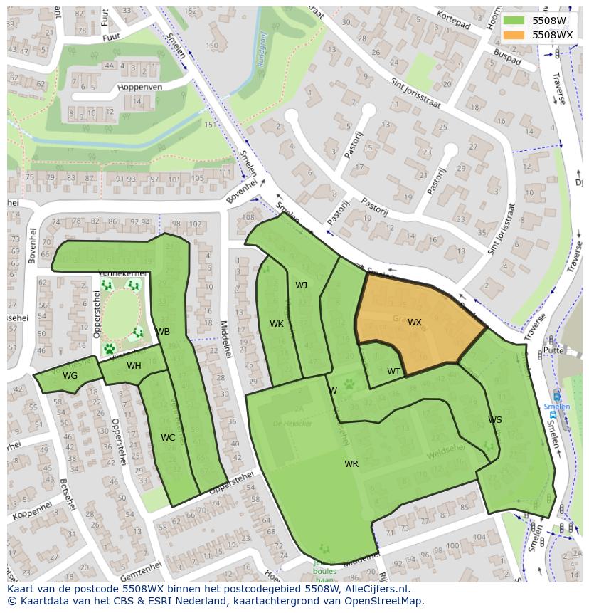 Afbeelding van het postcodegebied 5508 WX op de kaart.