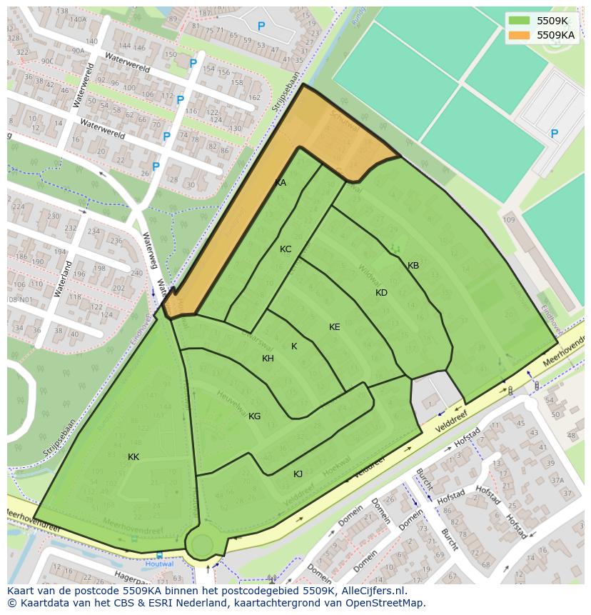 Afbeelding van het postcodegebied 5509 KA op de kaart.