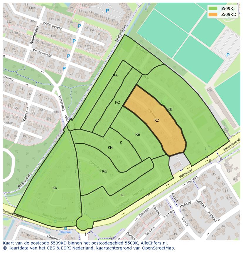Afbeelding van het postcodegebied 5509 KD op de kaart.