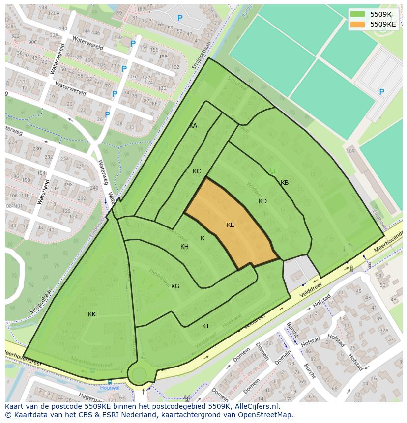 Afbeelding van het postcodegebied 5509 KE op de kaart.
