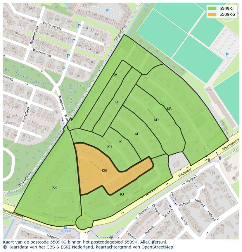 Afbeelding van het postcodegebied 5509 KG op de kaart.