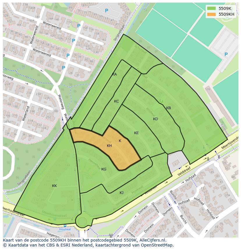 Afbeelding van het postcodegebied 5509 KH op de kaart.
