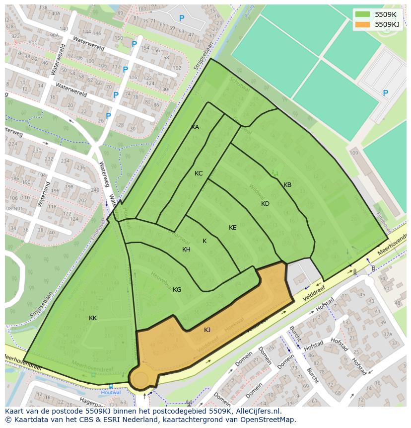 Afbeelding van het postcodegebied 5509 KJ op de kaart.