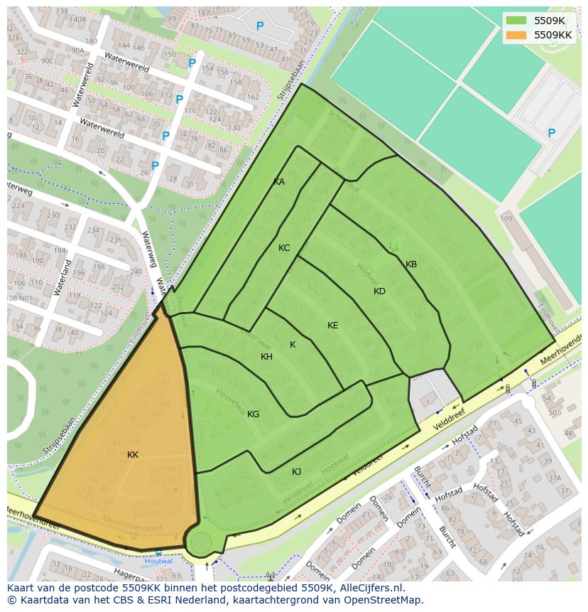 Afbeelding van het postcodegebied 5509 KK op de kaart.