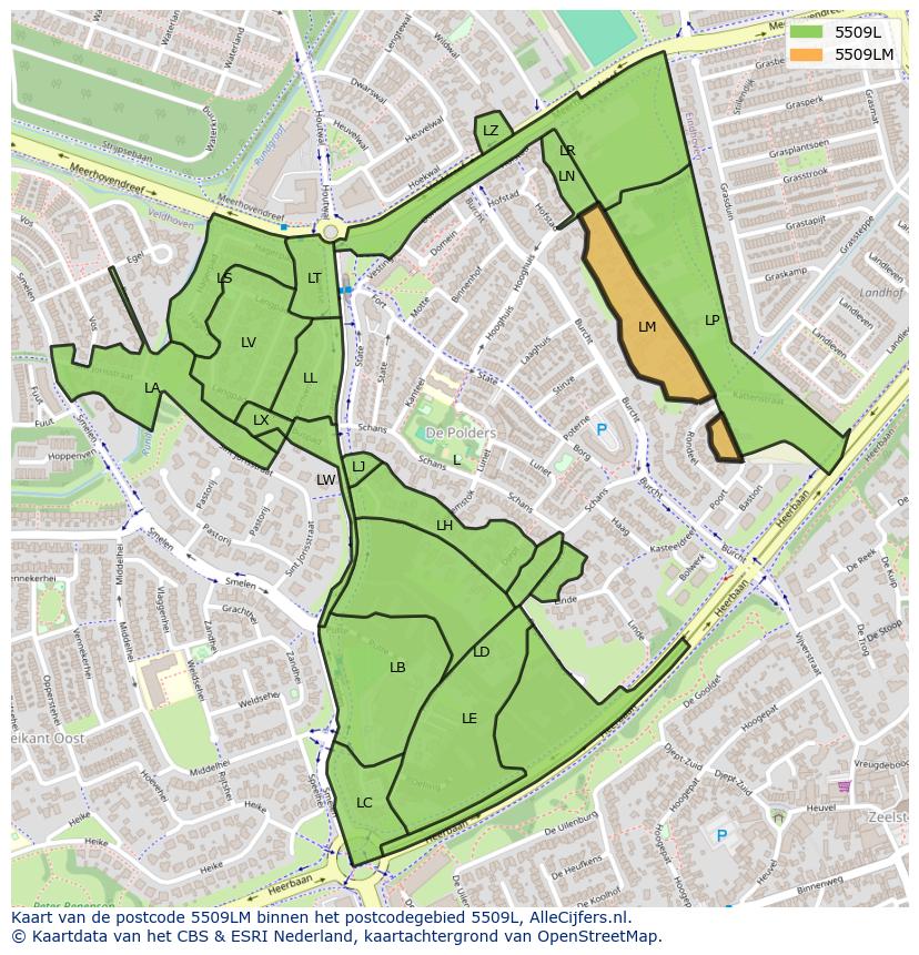 Afbeelding van het postcodegebied 5509 LM op de kaart.