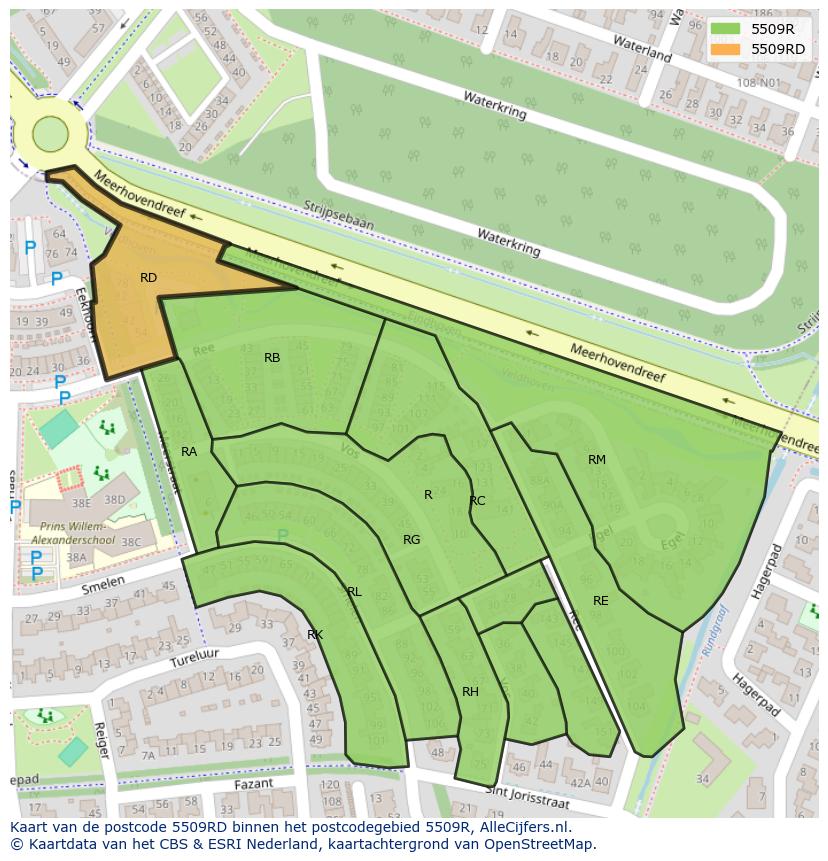 Afbeelding van het postcodegebied 5509 RD op de kaart.