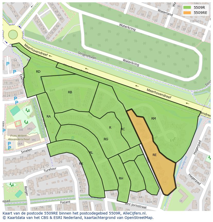 Afbeelding van het postcodegebied 5509 RE op de kaart.