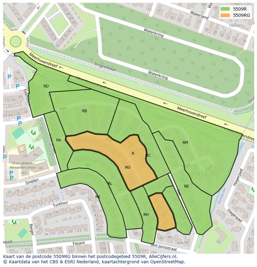 Afbeelding van het postcodegebied 5509 RG op de kaart.
