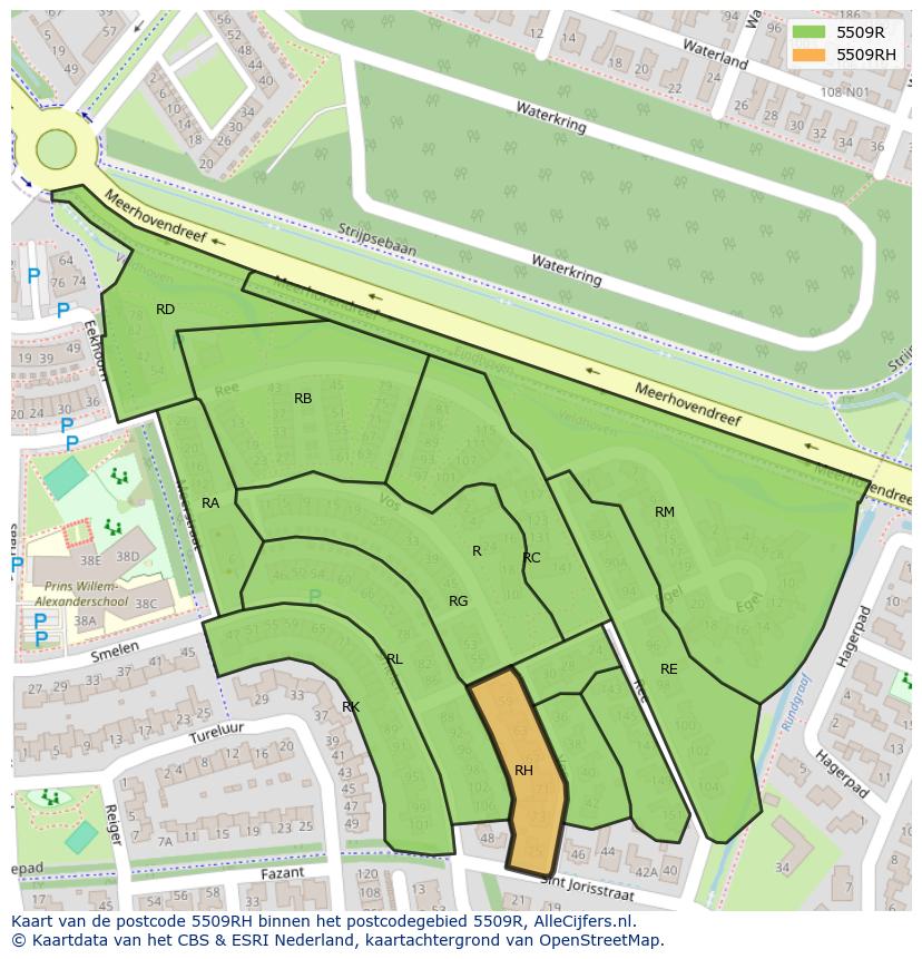 Afbeelding van het postcodegebied 5509 RH op de kaart.