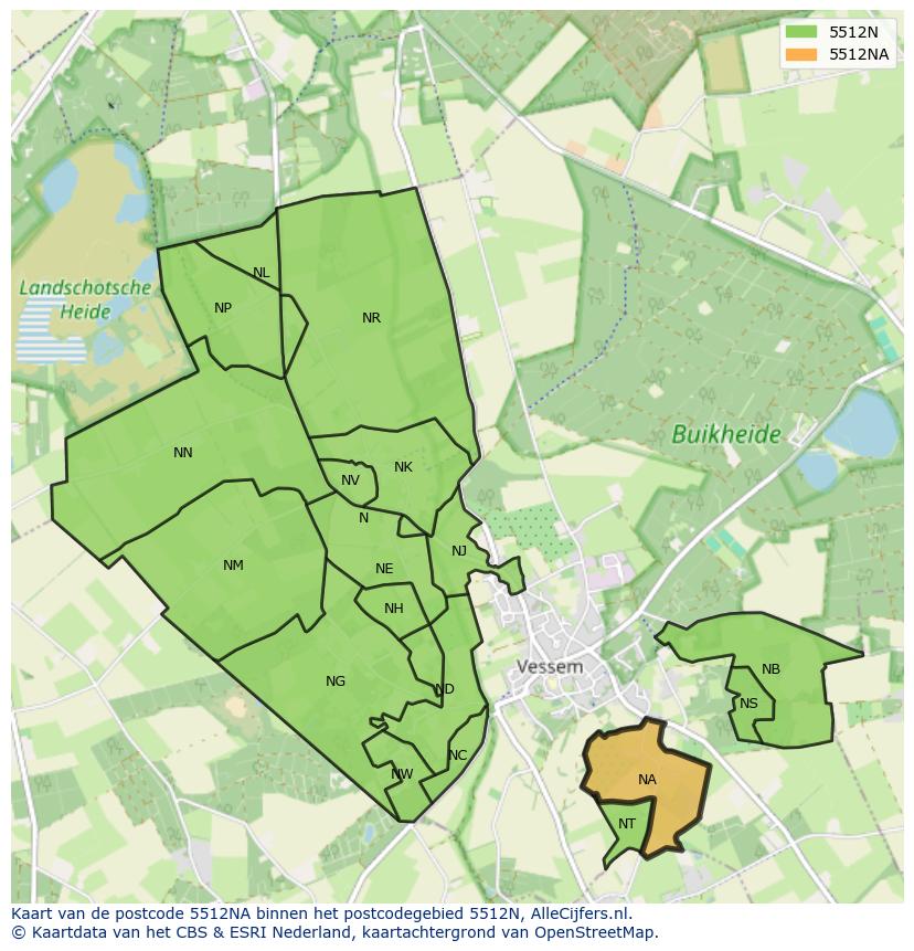 Afbeelding van het postcodegebied 5512 NA op de kaart.