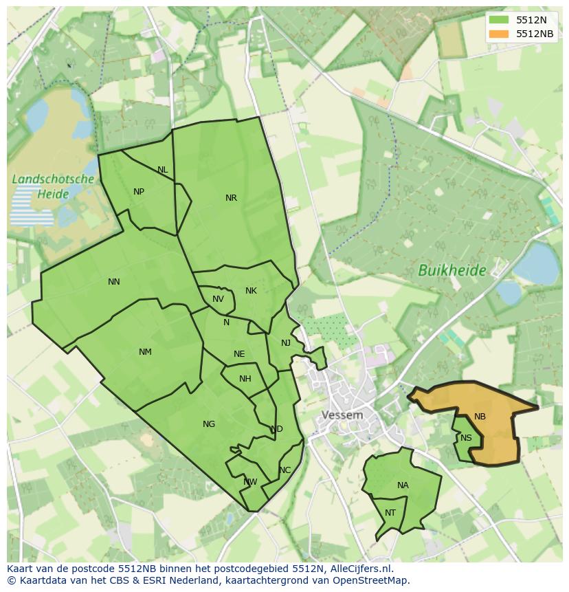 Afbeelding van het postcodegebied 5512 NB op de kaart.