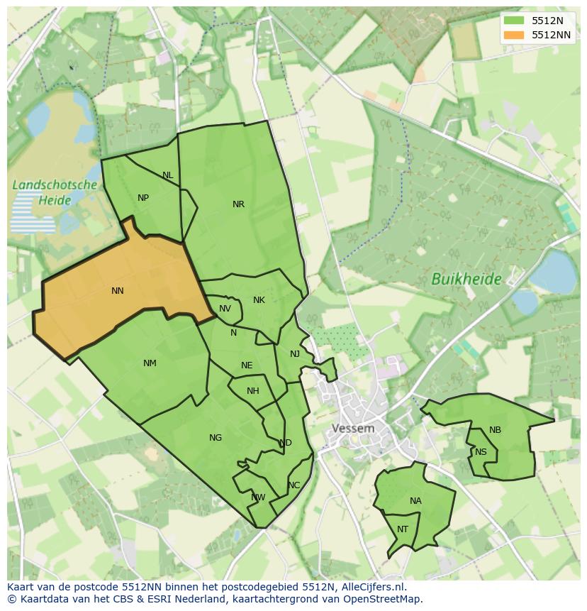 Afbeelding van het postcodegebied 5512 NN op de kaart.