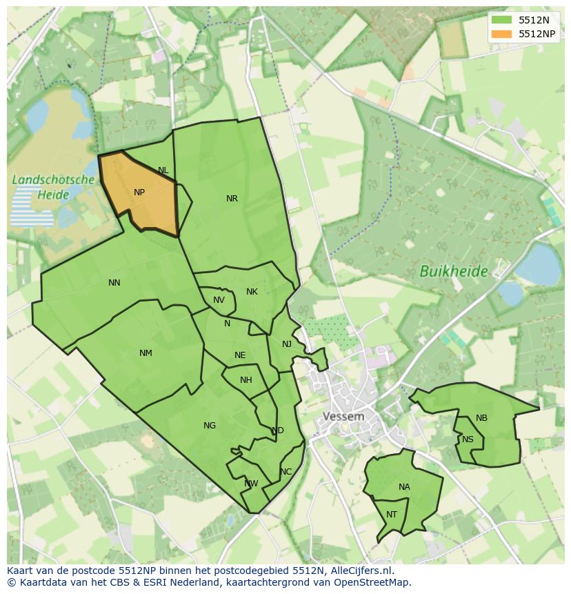 Afbeelding van het postcodegebied 5512 NP op de kaart.