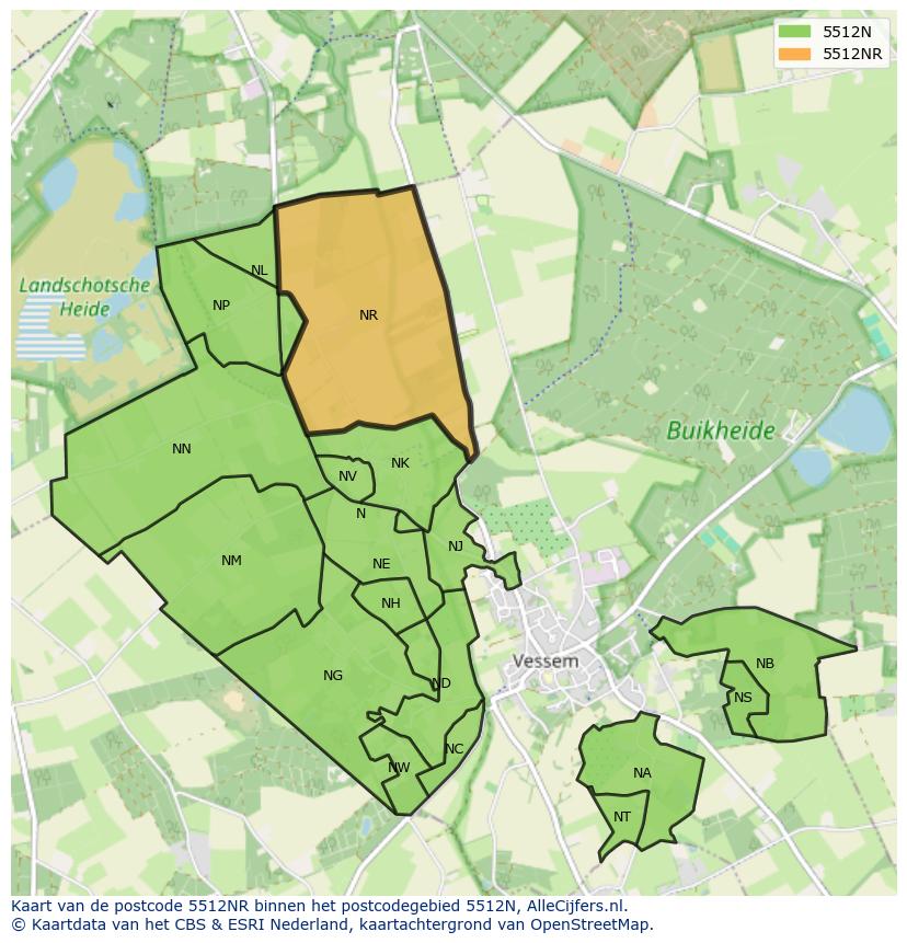 Afbeelding van het postcodegebied 5512 NR op de kaart.