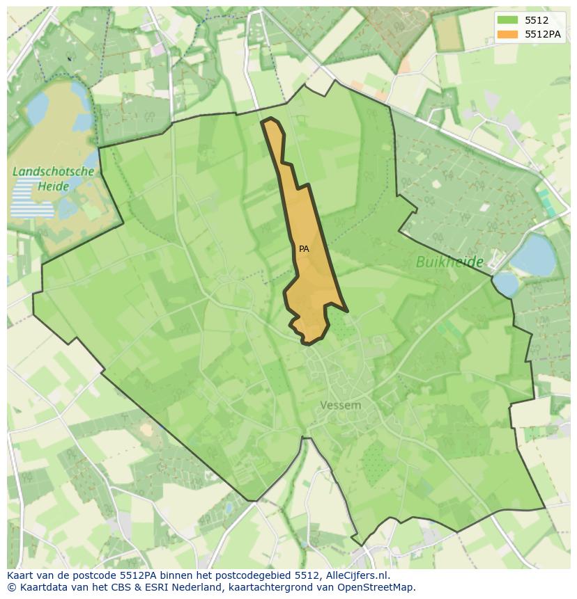 Afbeelding van het postcodegebied 5512 PA op de kaart.