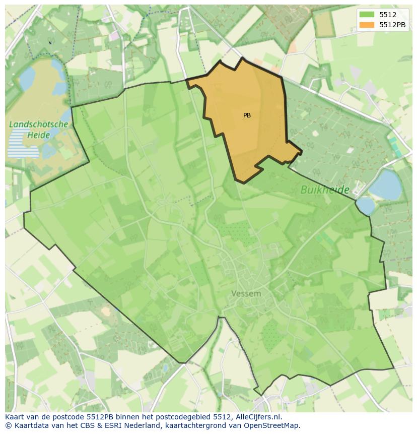 Afbeelding van het postcodegebied 5512 PB op de kaart.