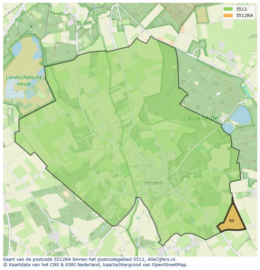 Afbeelding van het postcodegebied 5512 RA op de kaart.